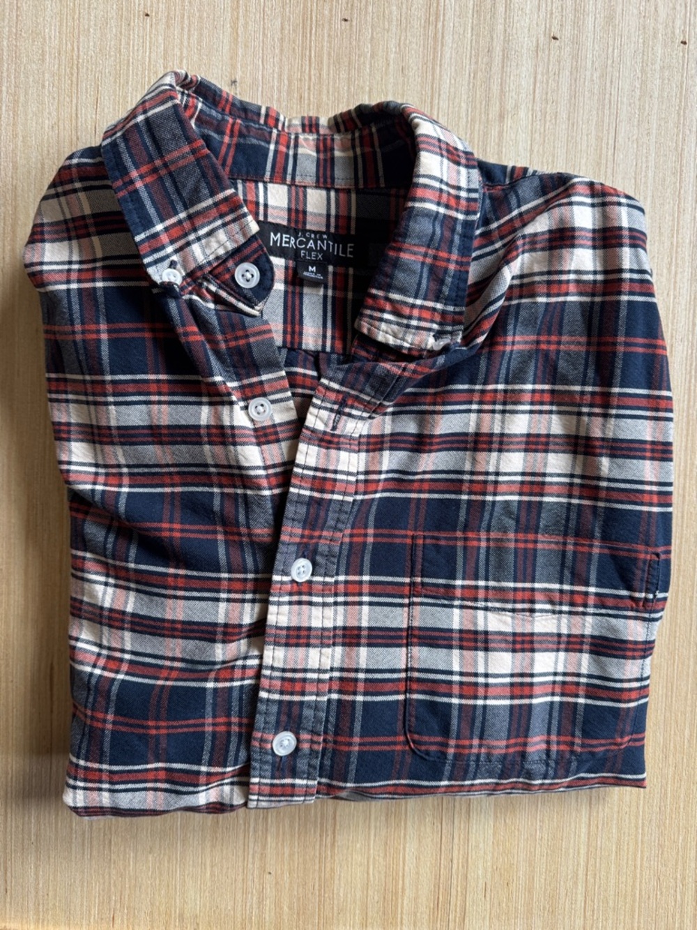 J. Crew Navy, Red & Cream Plaid Button-Down Shirt